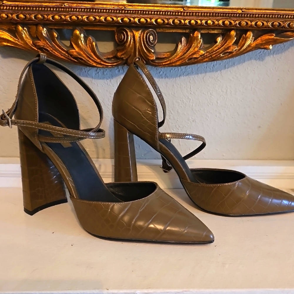 Topshop Brown/Taupe Heels with Ankle Strap